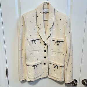 St. John Couture Cream Blazer with Black Trim